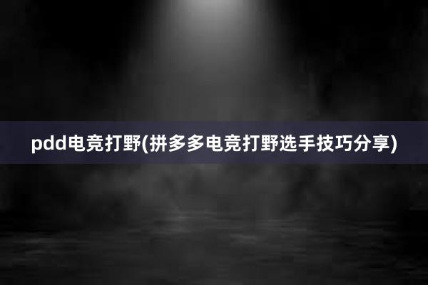 pdd电竞打野(拼多多电竞打野选手技巧分享)