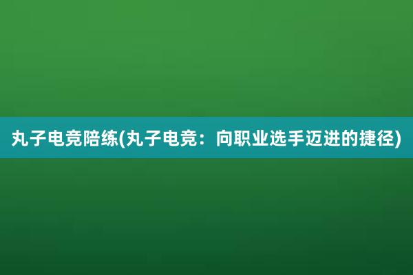 丸子电竞陪练(丸子电竞：向职业选手迈进的捷径)