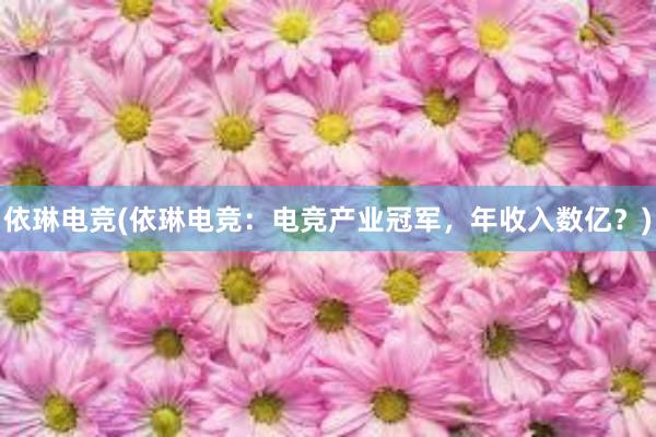 依琳电竞(依琳电竞：电竞产业冠军，年收入数亿？)