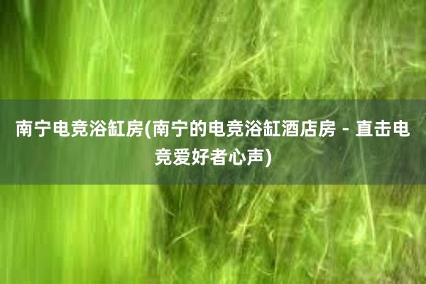 南宁电竞浴缸房(南宁的电竞浴缸酒店房 - 直击电竞爱好者心声)