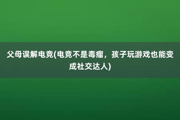 父母误解电竞(电竞不是毒瘤，孩子玩游戏也能变成社交达人)