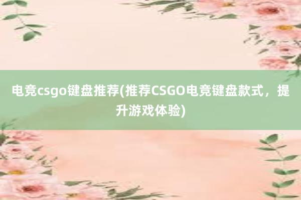 电竞csgo键盘推荐(推荐CSGO电竞键盘款式，提升游戏体验)