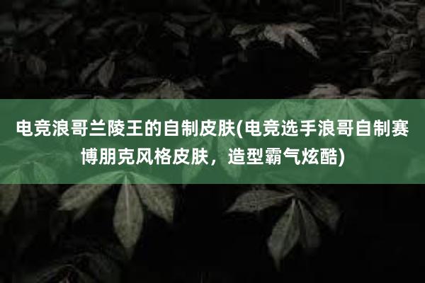 电竞浪哥兰陵王的自制皮肤(电竞选手浪哥自制赛博朋克风格皮肤，造型霸气炫酷)