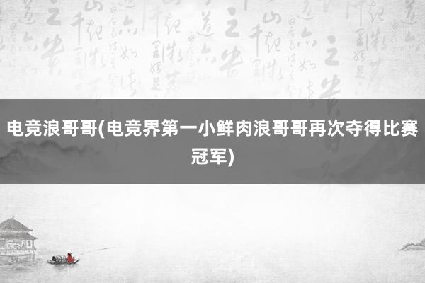 电竞浪哥哥(电竞界第一小鲜肉浪哥哥再次夺得比赛冠军)