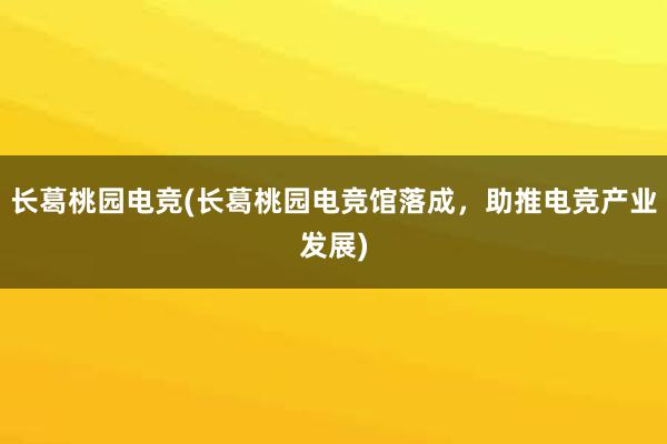 长葛桃园电竞(长葛桃园电竞馆落成，助推电竞产业发展)