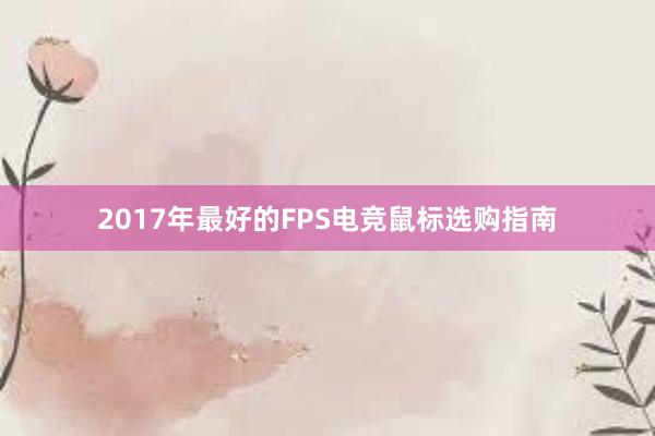 2017年最好的FPS电竞鼠标选购指南