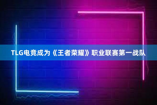 TLG电竞成为《王者荣耀》职业联赛第一战队