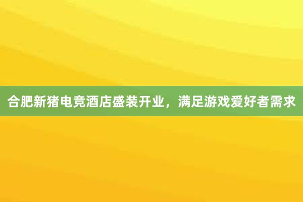 合肥新猪电竞酒店盛装开业，满足游戏爱好者需求