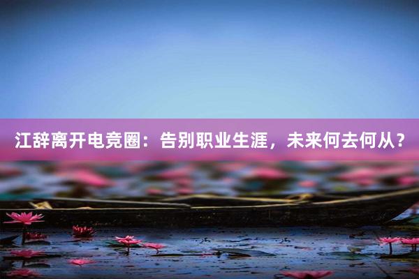 江辞离开电竞圈：告别职业生涯，未来何去何从？