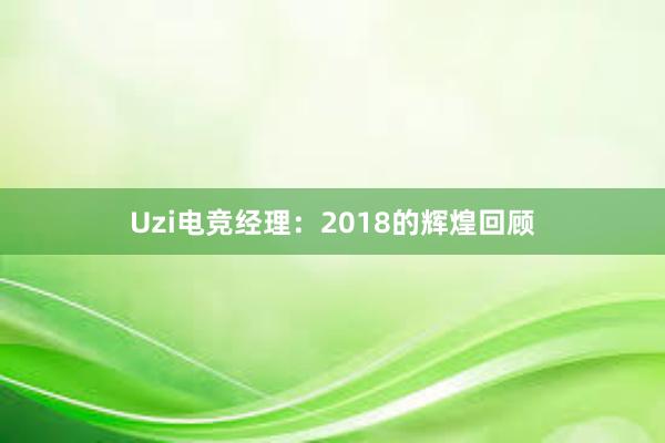 Uzi电竞经理：2018的辉煌回顾